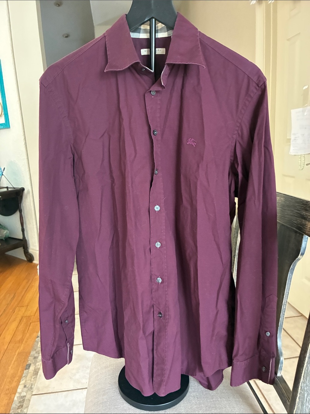 Burberry Men's Long-Sleeve Dress Shirt - Burgundy Plum